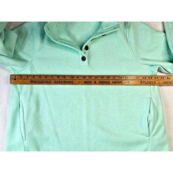 J.Crew Fleece Pullover Sweatshirt XL Mint Green Button Collar - Picture 4 of 6